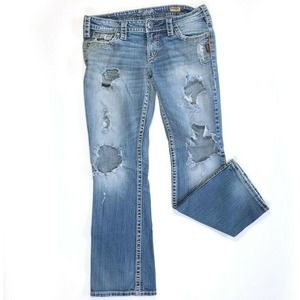 Silver Jeans Pioneer Bootcut Destroyed Distressed